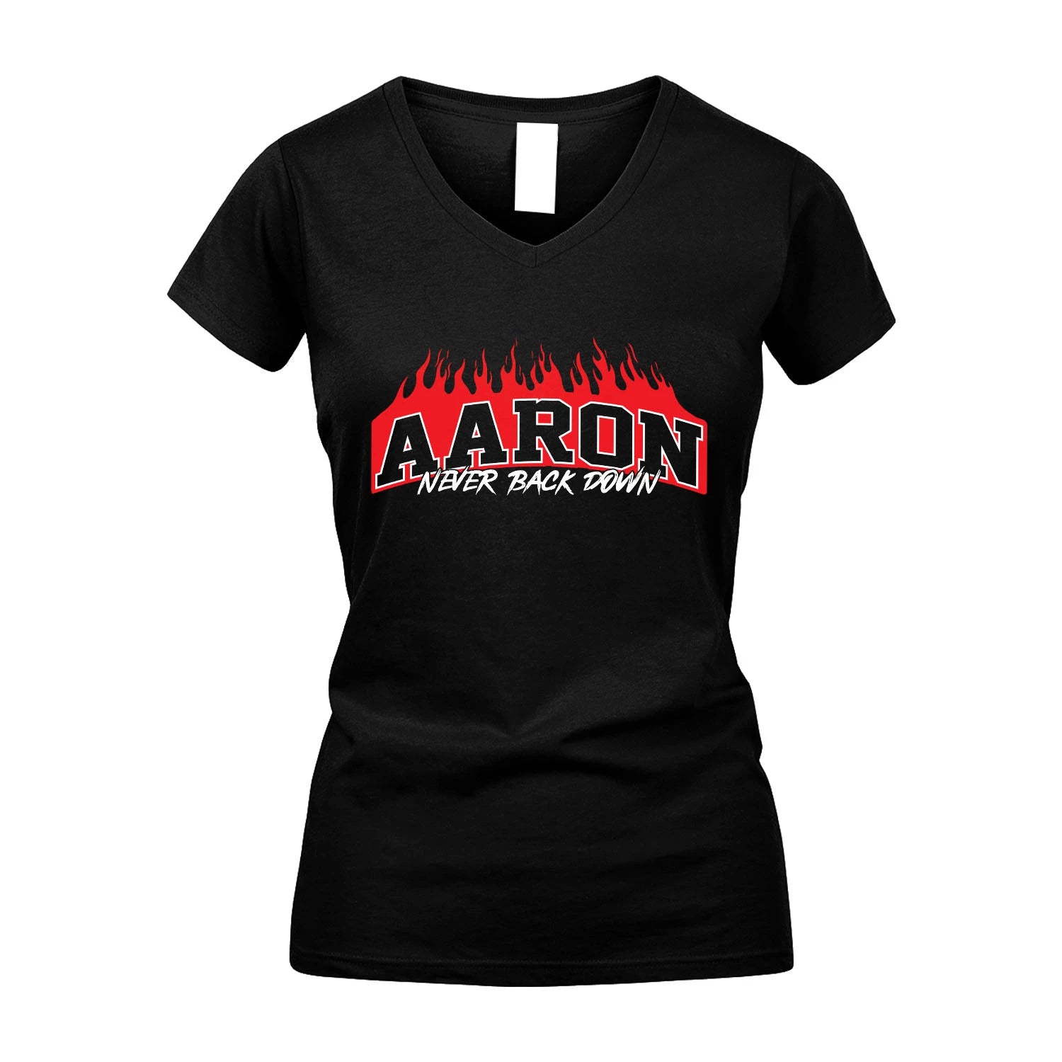 Never Back Down Your Name With Fire Shirt AARON M1-37