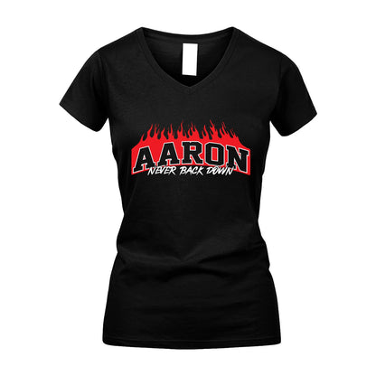 Never Back Down Your Name With Fire Shirt AARON M1-37