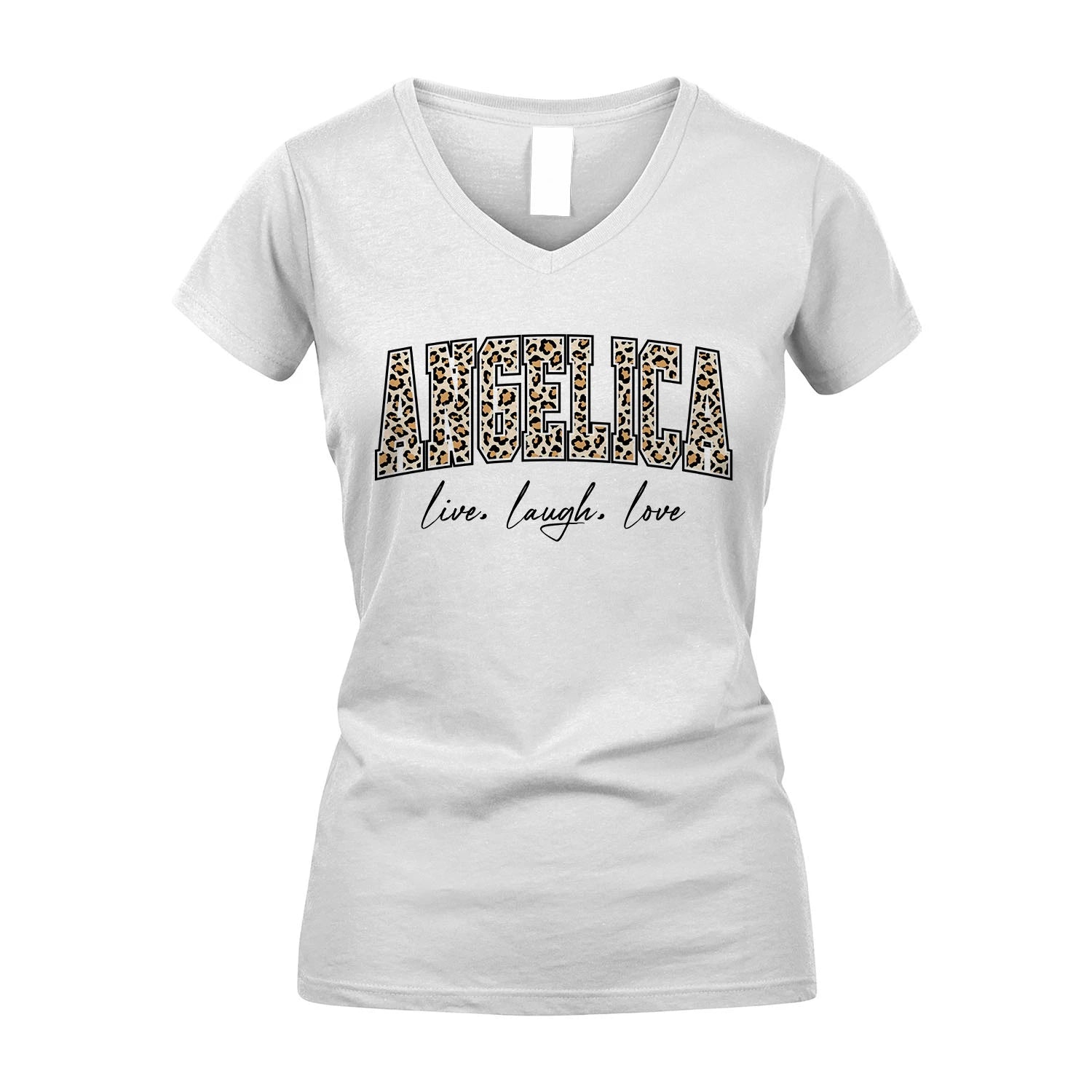 Live Laugh Love Custom Name With Leopard Pattern Shirt ANGELICA M1-13