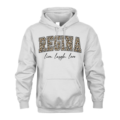Live Laugh Love Custom Name With Leopard Pattern Shirt REGINA M1-13