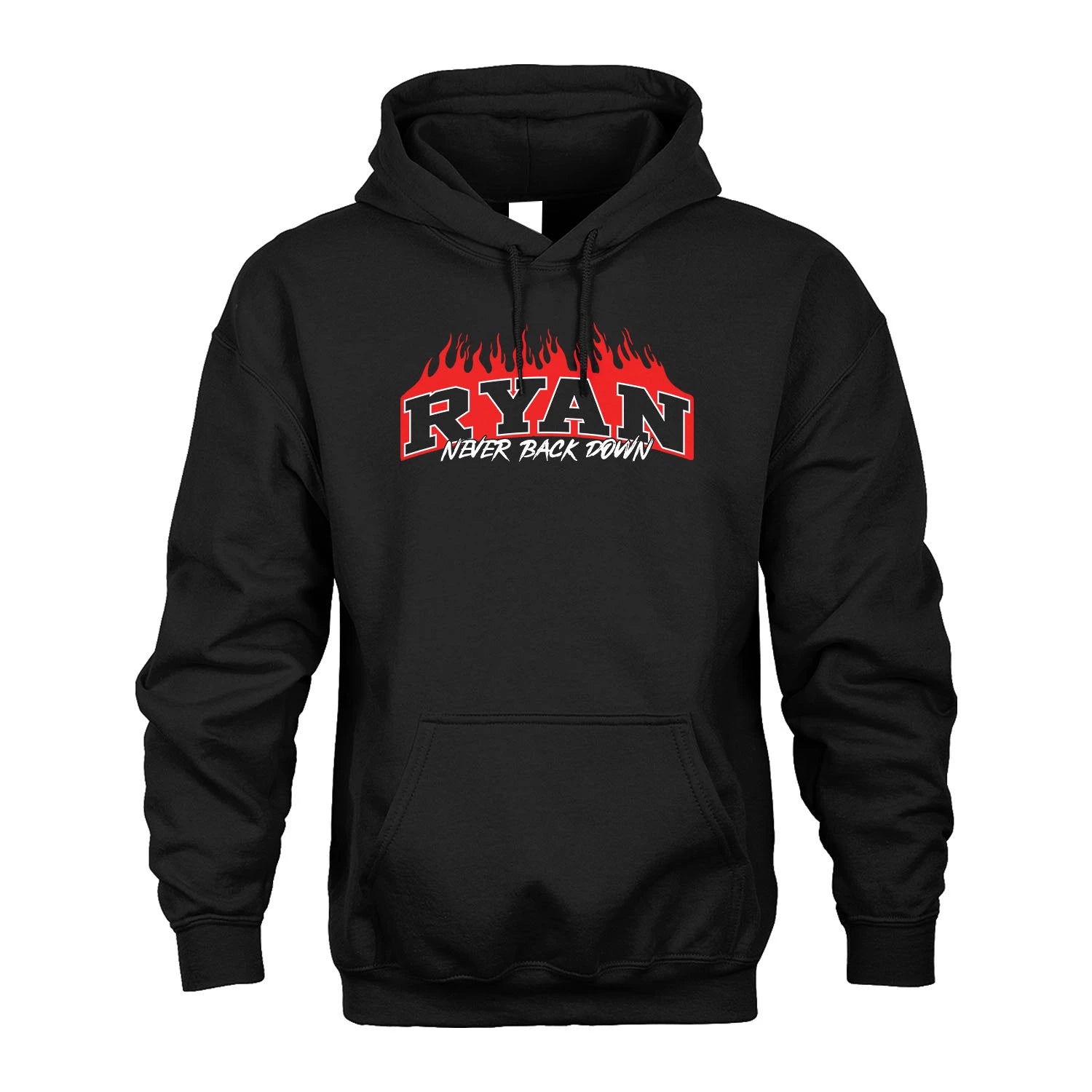 Never Back Down Your Name With Fire Shirt RYAN M1-37