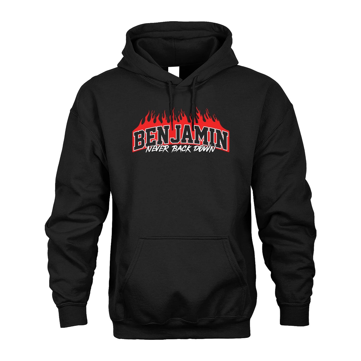 Never Back Down Your Name With Fire Shirt BENJAMIN M1-37