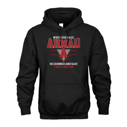 When God Made Your Name He Grinned And Said This'll Be Fun Baseball Shirt AHMAD M1-29