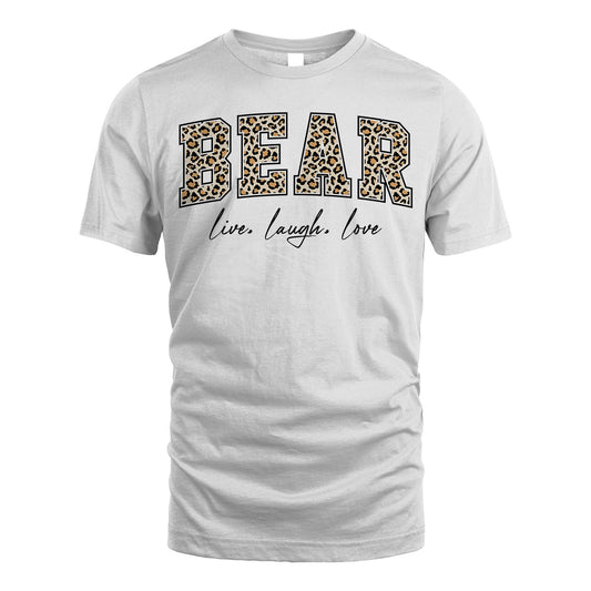 Live Laugh Love Custom Name With Leopard Pattern Shirt BEAR M1-13