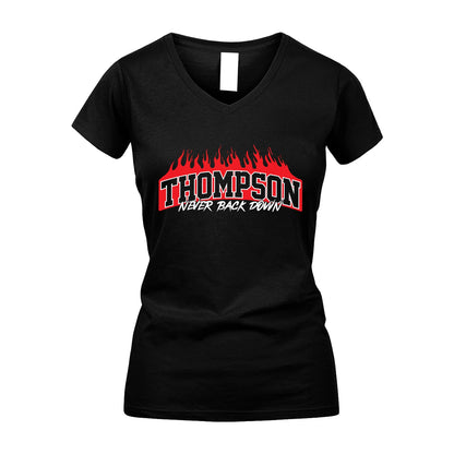 Never Back Down Your Name With Fire Shirt THOMPSON M1-37