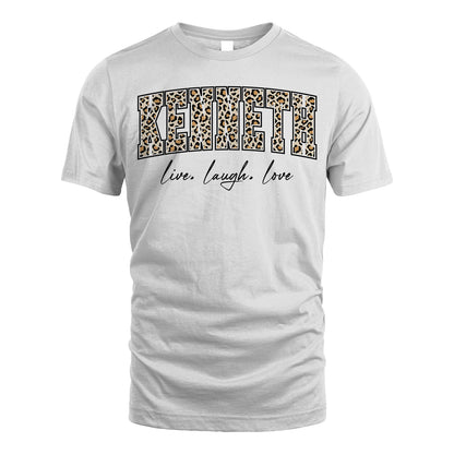Live Laugh Love Custom Name With Leopard Pattern Shirt KENNETH M1-13