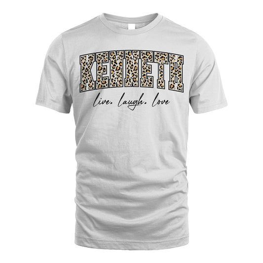 Live Laugh Love Custom Name With Leopard Pattern Shirt KENNETH M1-13