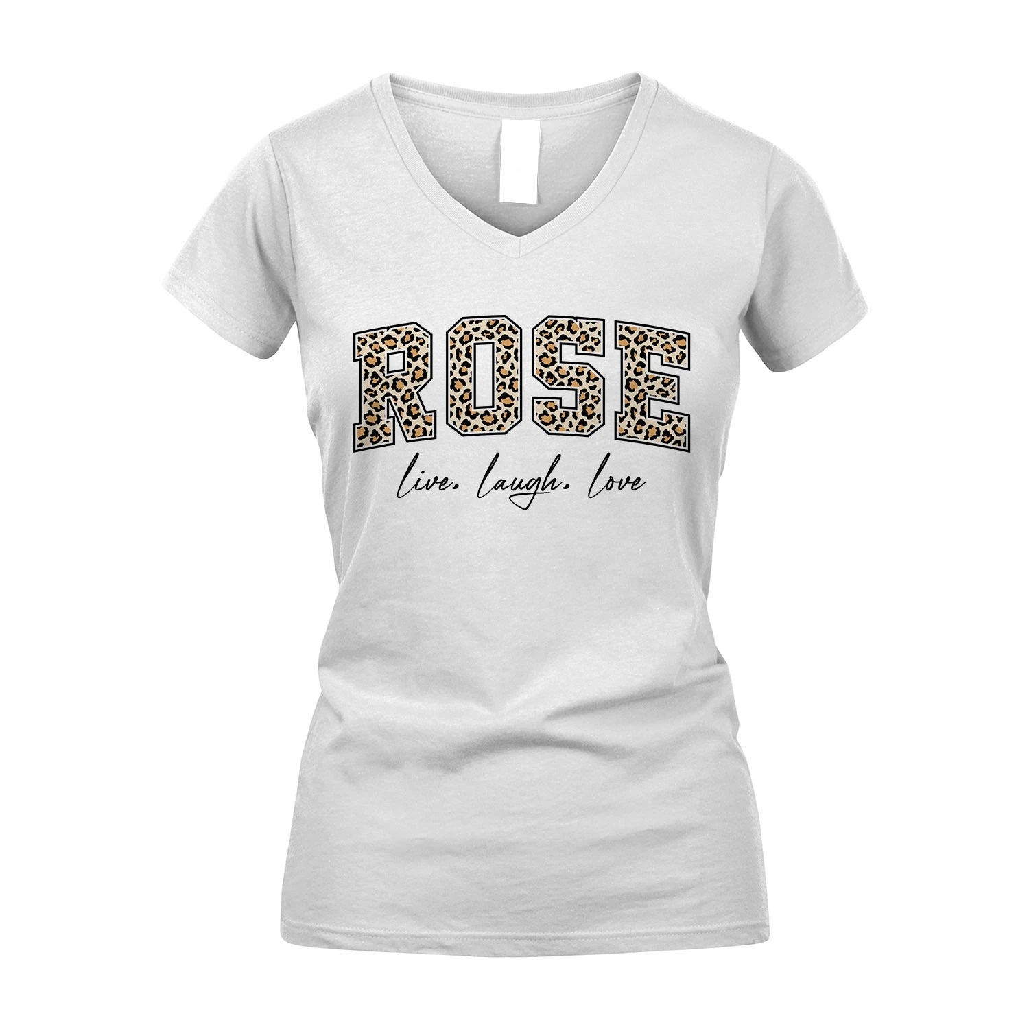 Live Laugh Love Custom Name With Leopard Pattern Shirt ROSE M1-13