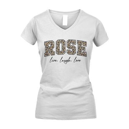 Live Laugh Love Custom Name With Leopard Pattern Shirt ROSE M1-13