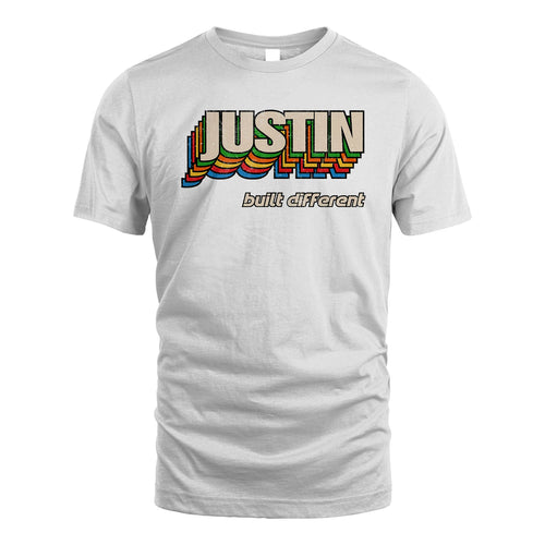 Your Name Built Different Retro Shirt JUSTIN M1-26