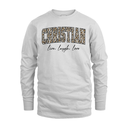 Live Laugh Love Custom Name With Leopard Pattern Shirt CHRISTIAN M1-13