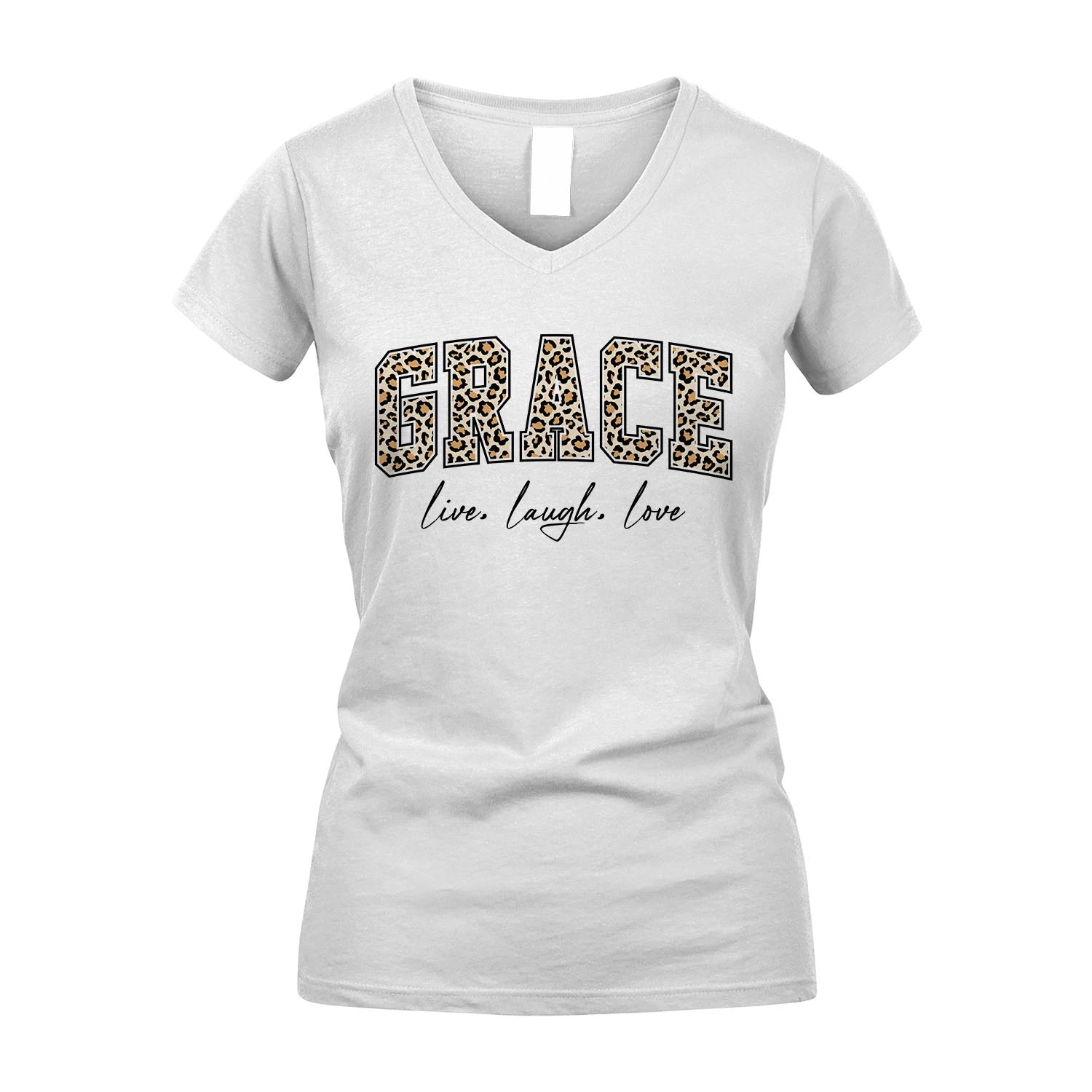 Live Laugh Love Custom Name With Leopard Pattern Shirt GRACE M1-13