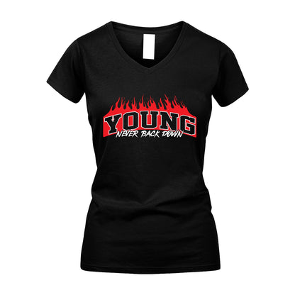 Never Back Down Your Name With Fire Shirt YOUNG M1-37