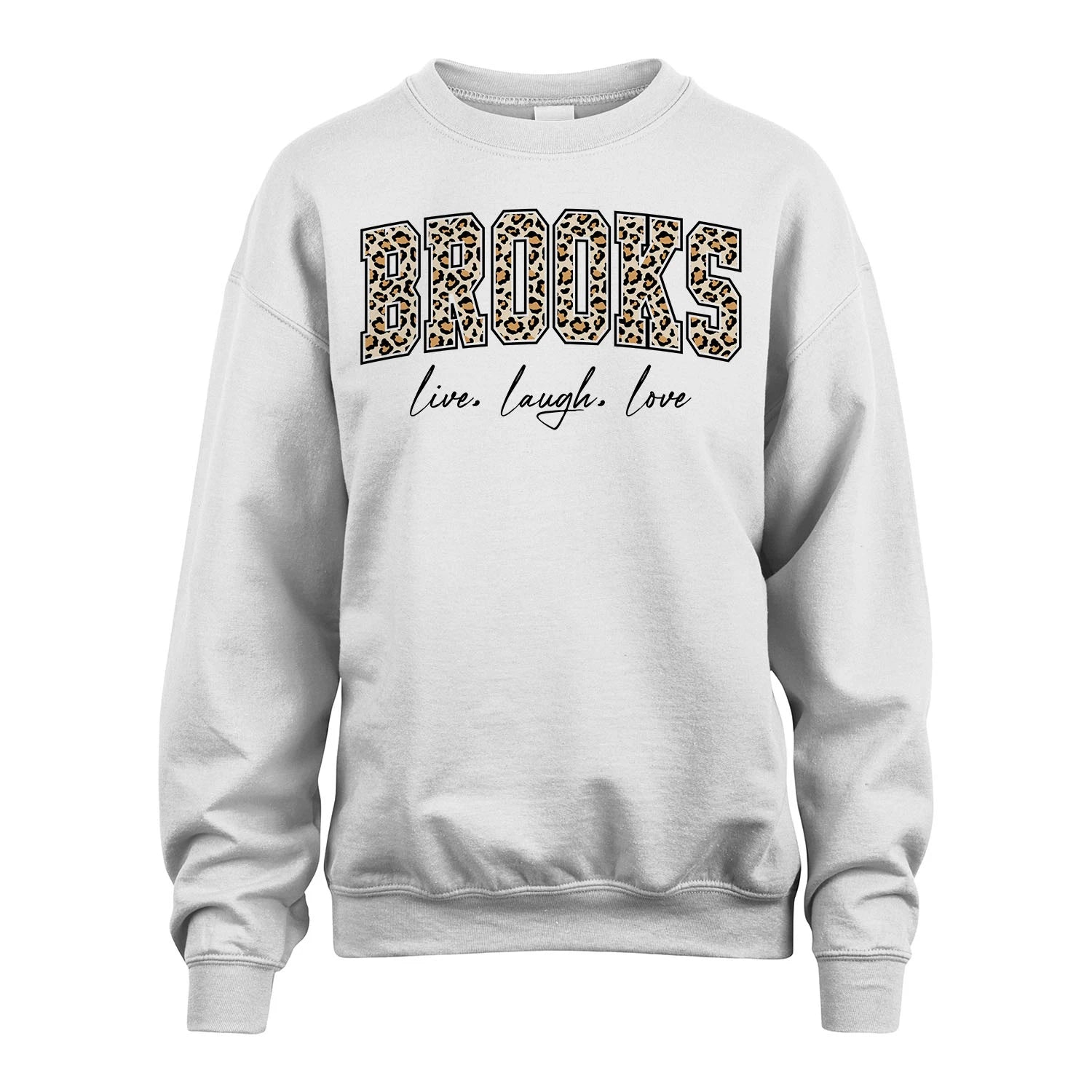 Live Laugh Love Custom Name With Leopard Pattern Shirt BROOKS M1-13