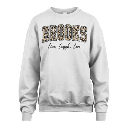 Live Laugh Love Custom Name With Leopard Pattern Shirt BROOKS M1-13