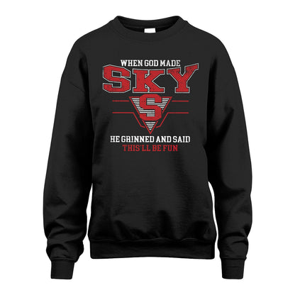 When God Made Your Name He Grinned And Said This'll Be Fun Baseball Shirt SKY M1-29