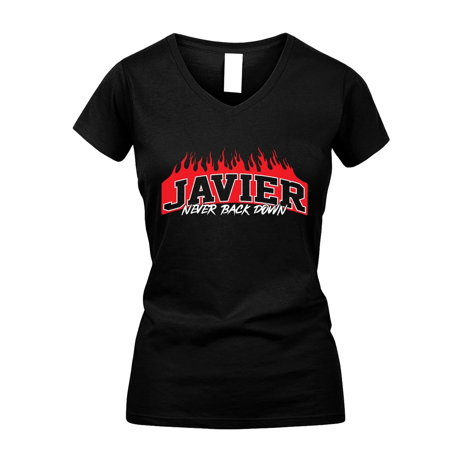 Never Back Down Your Name With Fire Shirt JAVIER M1-37