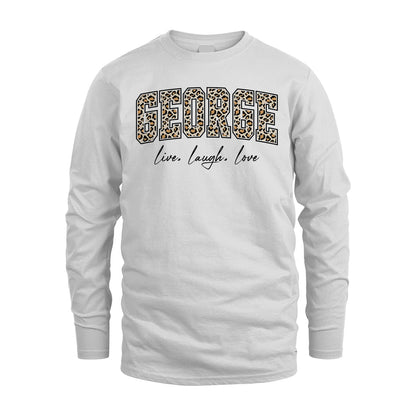 Live Laugh Love Custom Name With Leopard Pattern Shirt GEORGE M1-13