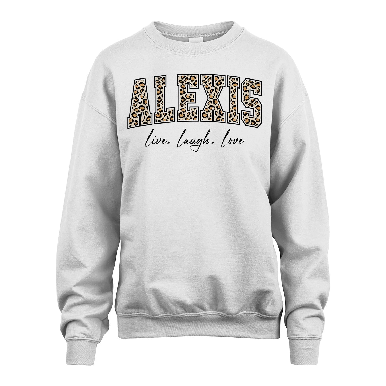 Live Laugh Love Custom Name With Leopard Pattern Shirt ALEXIS M1-13