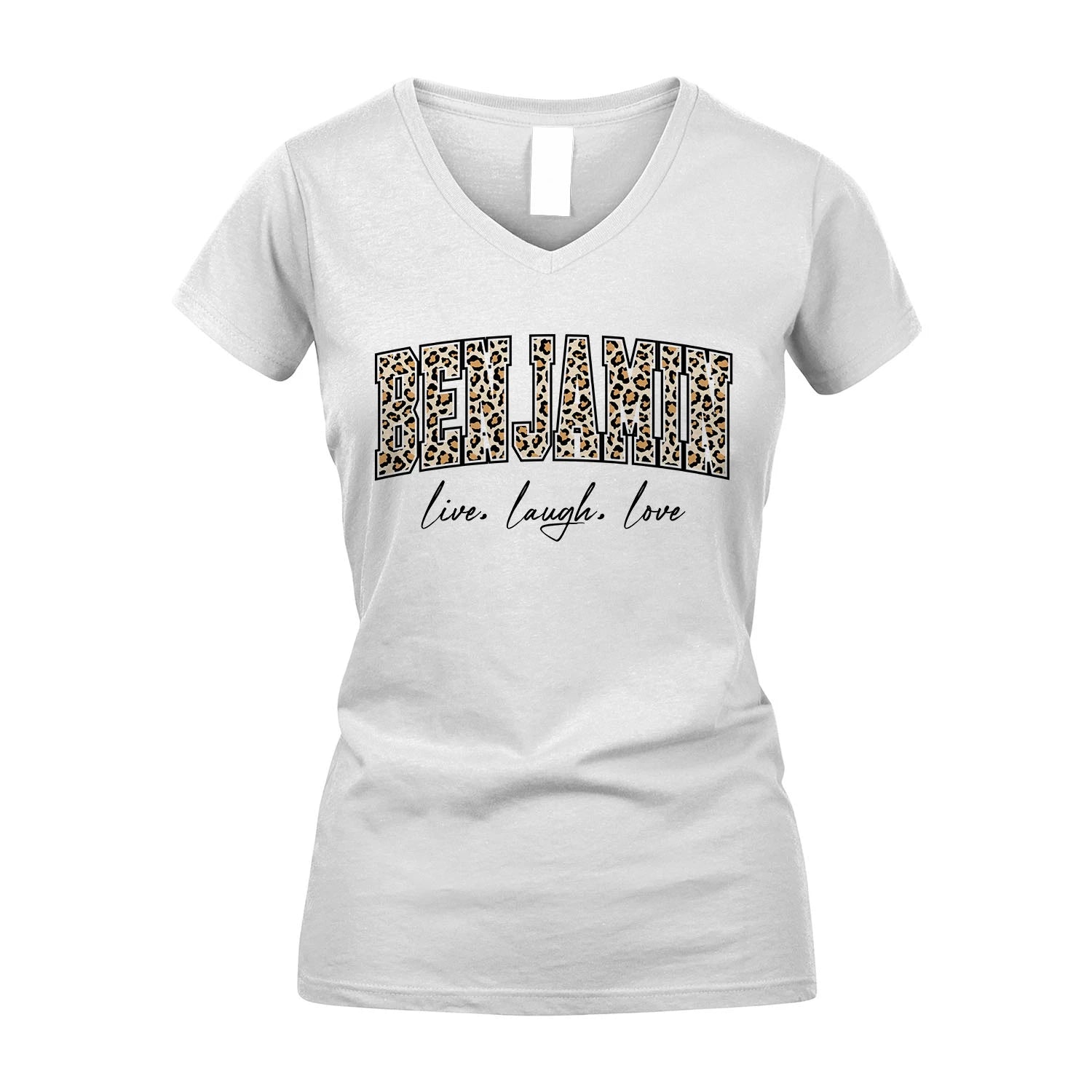 Live Laugh Love Custom Name With Leopard Pattern Shirt BENJAMIN M1-13