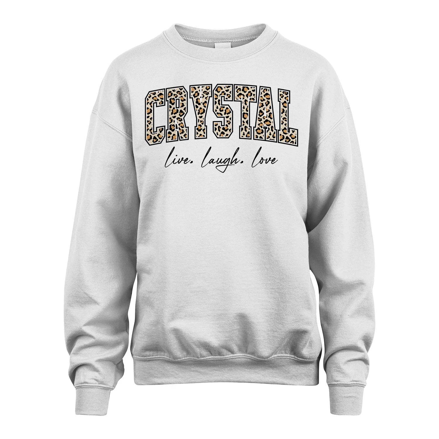 Live Laugh Love Custom Name With Leopard Pattern Shirt CRYSTAL M1-13