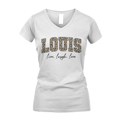 Live Laugh Love Custom Name With Leopard Pattern Shirt LOUIS M1-13