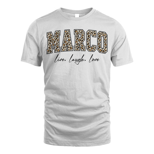 Live Laugh Love Custom Name With Leopard Pattern Shirt MARCO M1-13