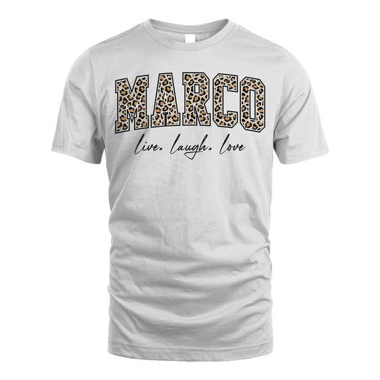 Live Laugh Love Custom Name With Leopard Pattern Shirt MARCO M1-13