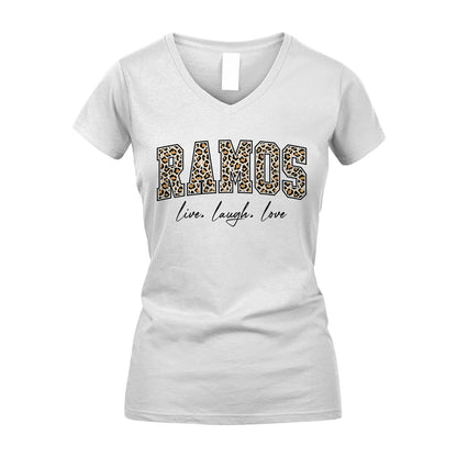 Live Laugh Love Custom Name With Leopard Pattern Shirt RAMOS M1-13