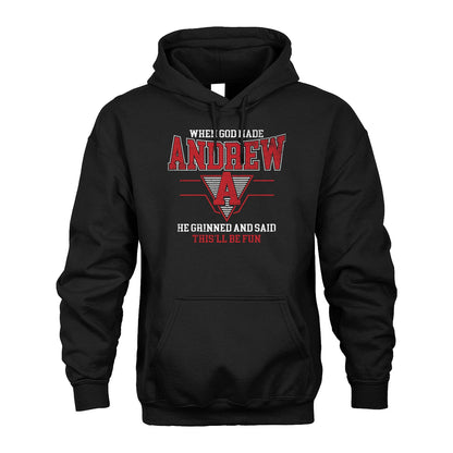 When God Made Your Name He Grinned And Said This'll Be Fun Baseball Shirt ANDREW M1-29