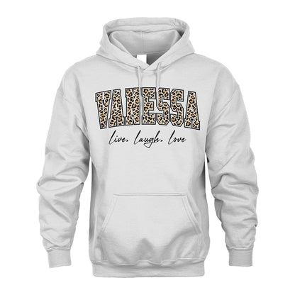 Live Laugh Love Custom Name With Leopard Pattern Shirt VANESSA M1-13
