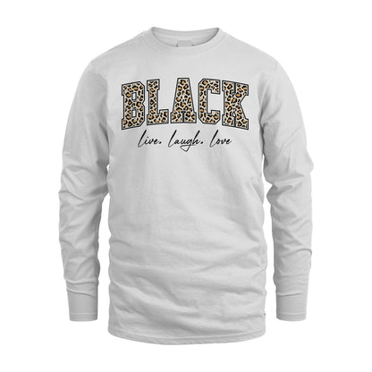 Live Laugh Love Custom Name With Leopard Pattern Shirt BLACK M1-13