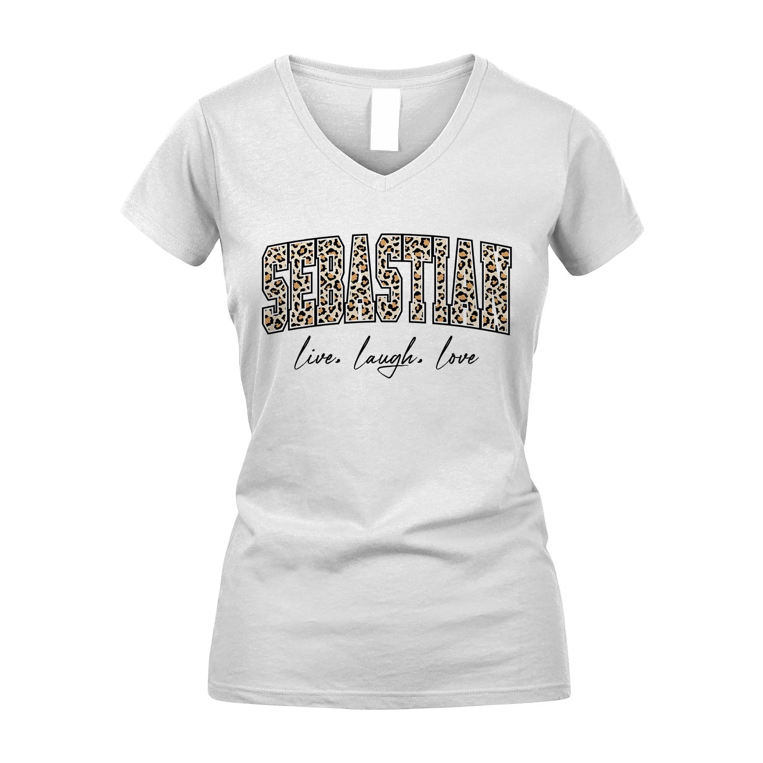 Live Laugh Love Custom Name With Leopard Pattern Shirt SEBASTIAN M1-13