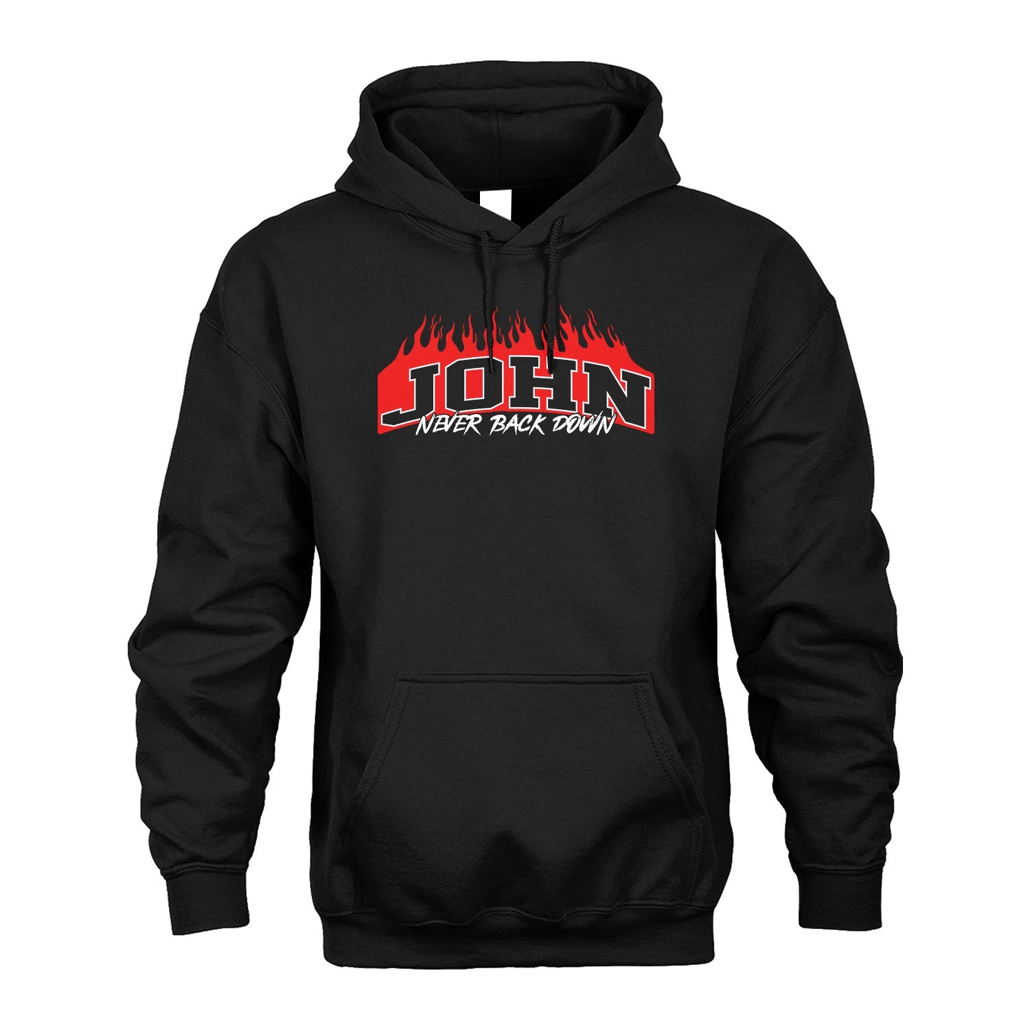 Never Back Down Your Name With Fire Shirt JOHN M1-37