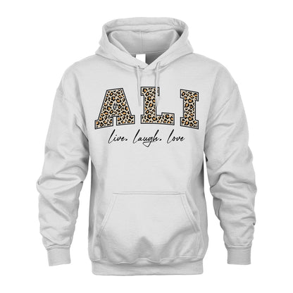 Live Laugh Love Custom Name With Leopard Pattern Shirt ALI M1-13