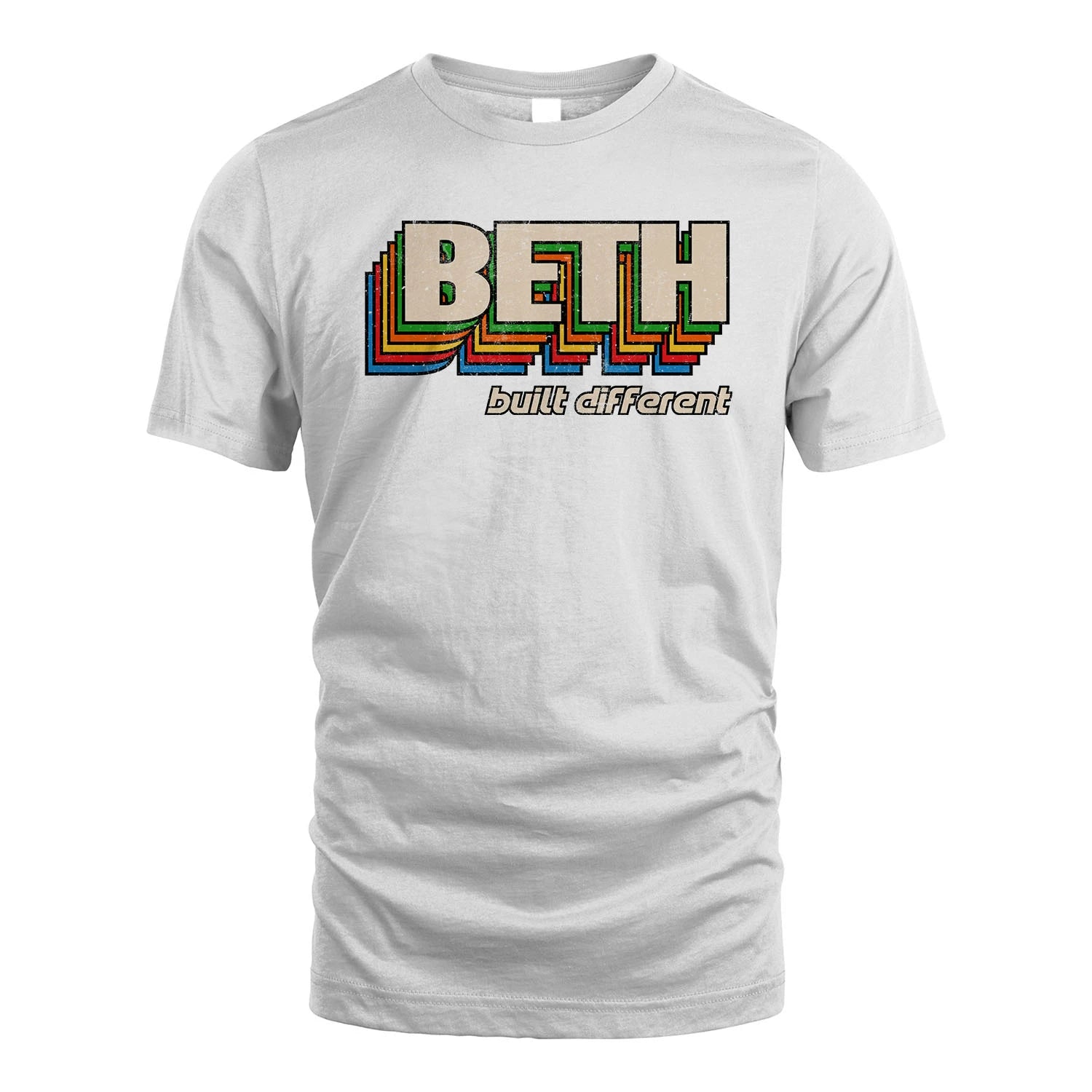 Your Name Built Different Retro Shirt BETH M1-26