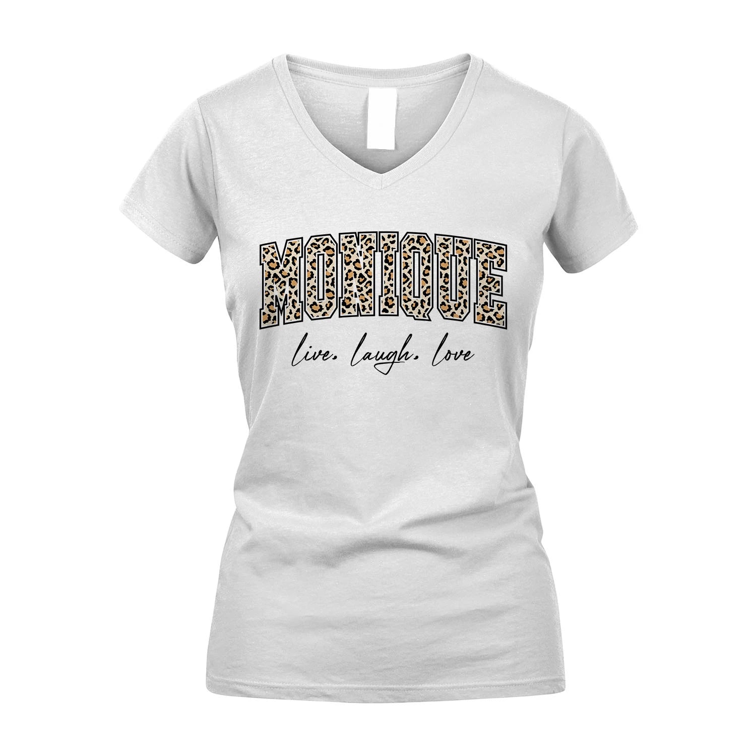 Live Laugh Love Custom Name With Leopard Pattern Shirt MONIQUE M1-13