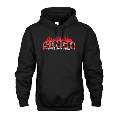 Never Back Down Your Name With Fire Shirt SINGH M1-37