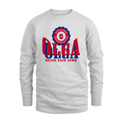 Your Name Never Back Down Shirt OLGA M1-33