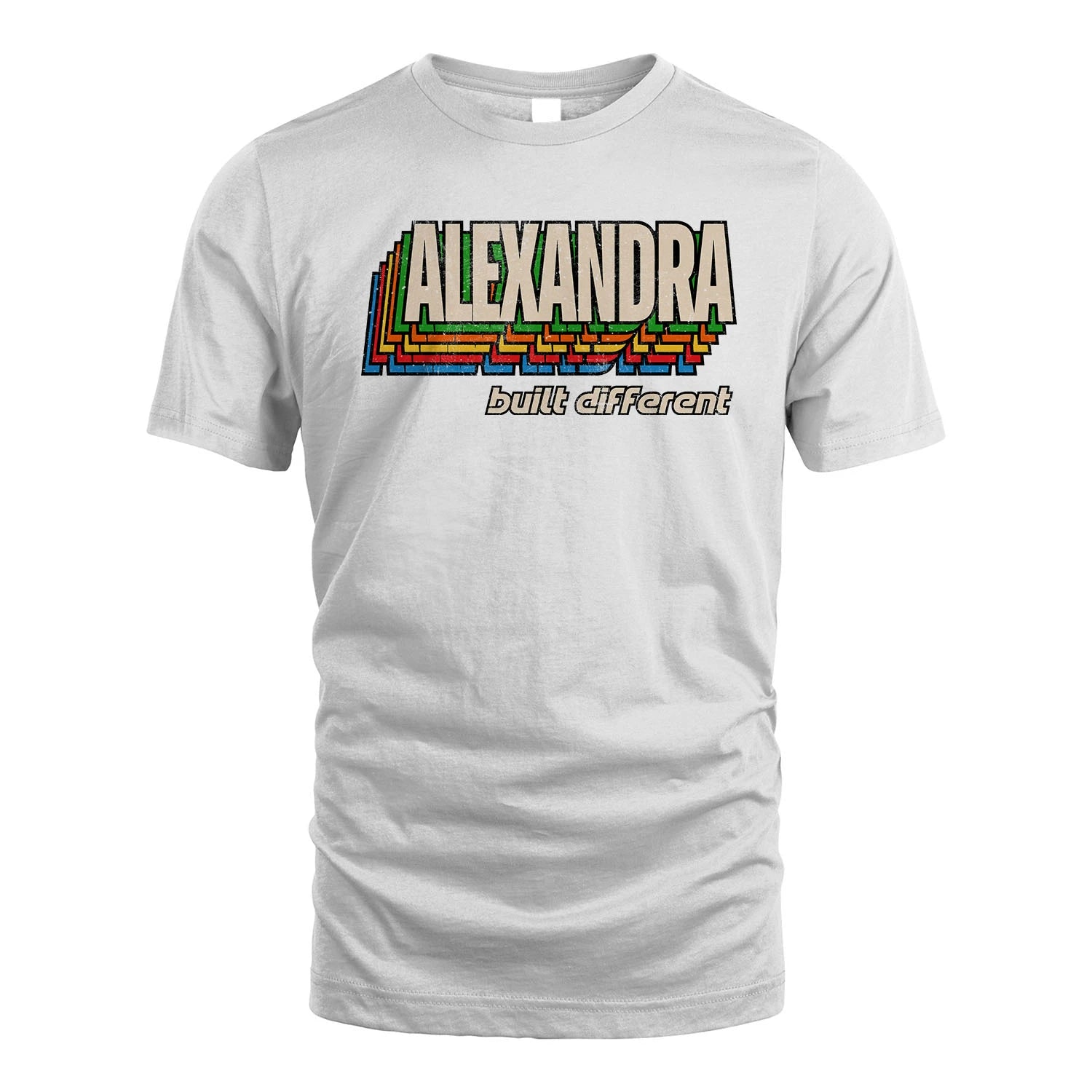Your Name Built Different Retro Shirt ALEXANDRA M1-26