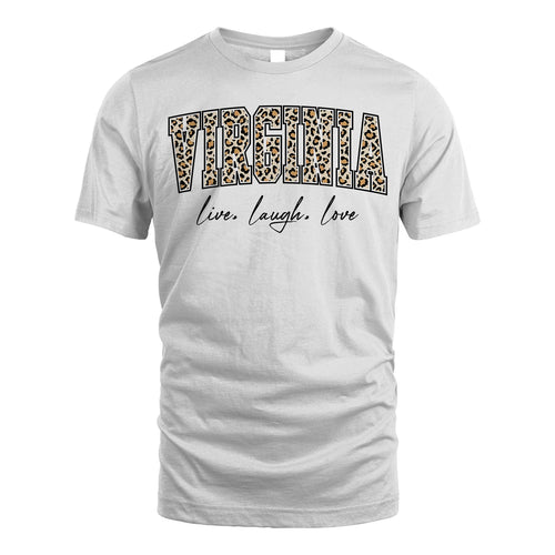 Live Laugh Love Custom Name With Leopard Pattern Shirt VIRGINIA M1-13