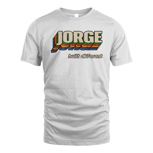 Your Name Built Different Retro Shirt JORGE M1-26