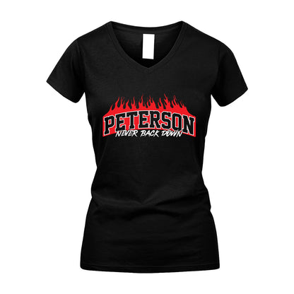 Never Back Down Your Name With Fire Shirt PETERSON M1-37
