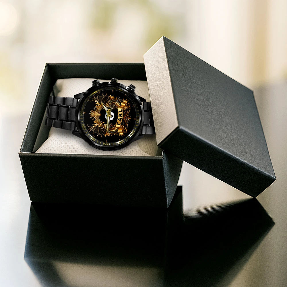 Personalized Name Golden Dragon Watch CARL M1-W6