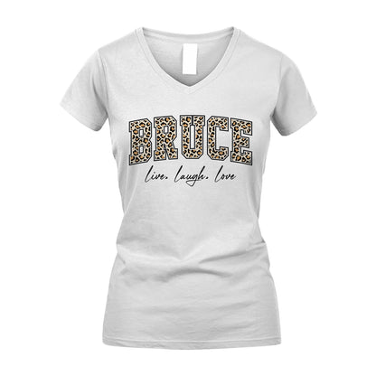 Live Laugh Love Custom Name With Leopard Pattern Shirt BRUCE M1-13