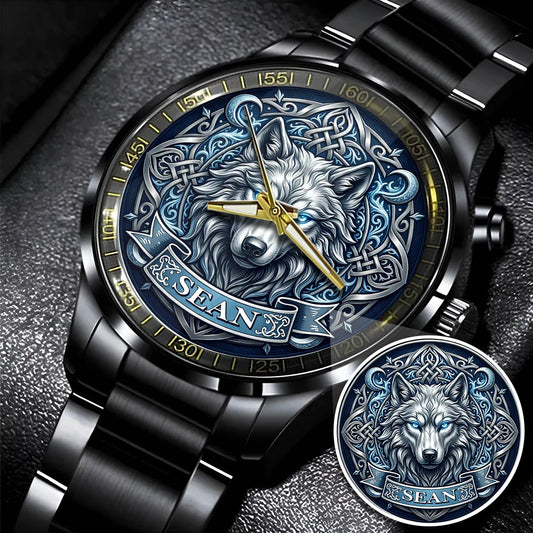 3D Silver Wolf Head Watch SEAN M1-W2