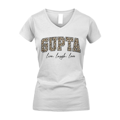 Live Laugh Love Custom Name With Leopard Pattern Shirt GUPTA M1-13