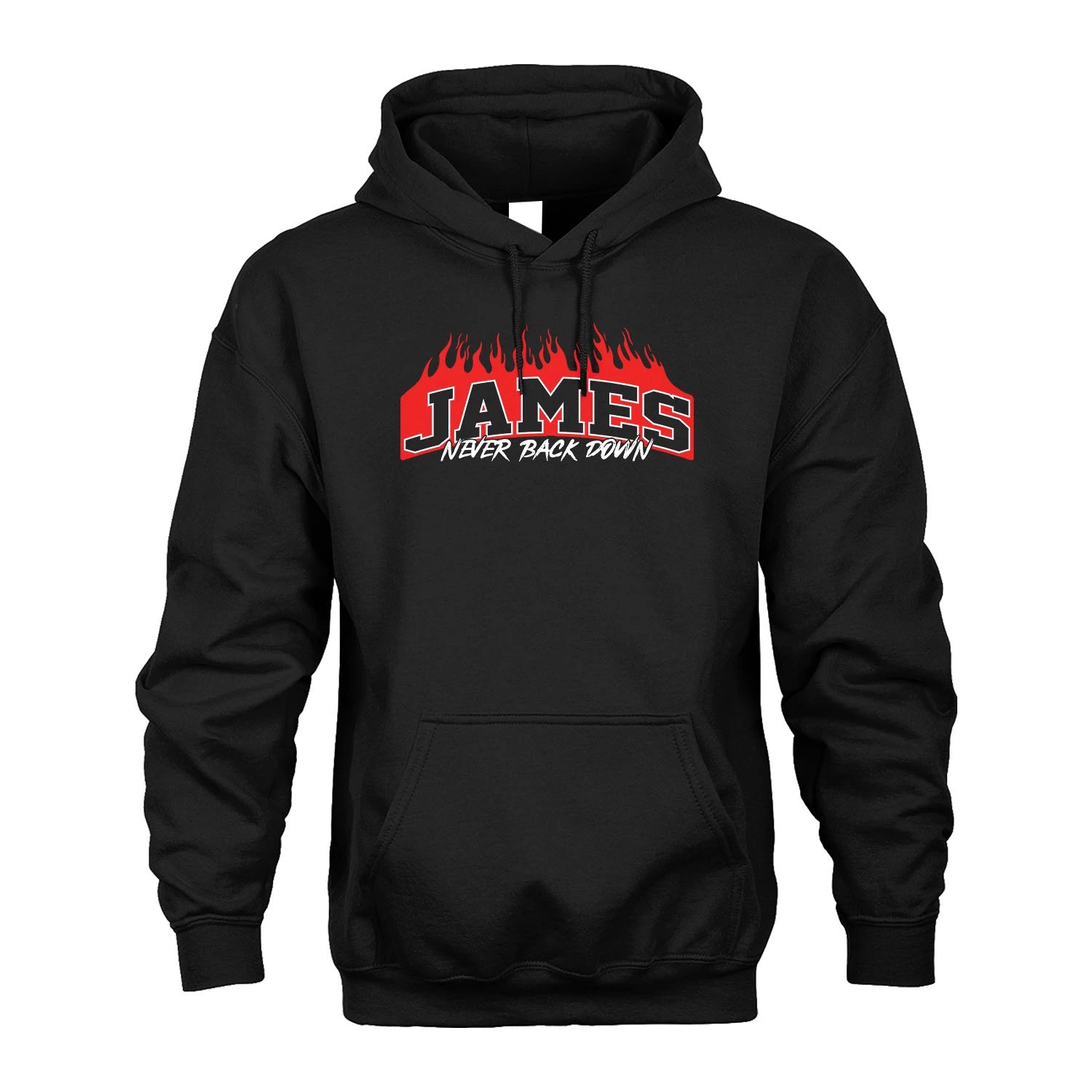 Never Back Down Your Name With Fire Shirt JAMES M1-37