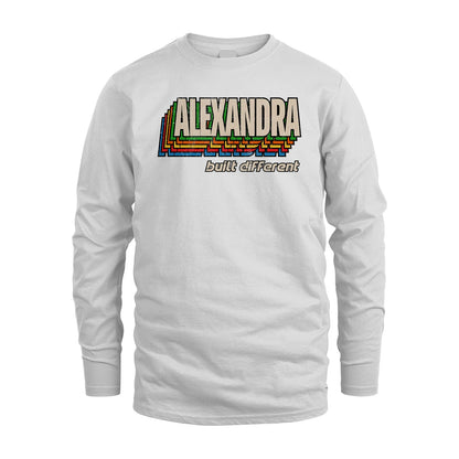 Your Name Built Different Retro Shirt ALEXANDRA M1-26