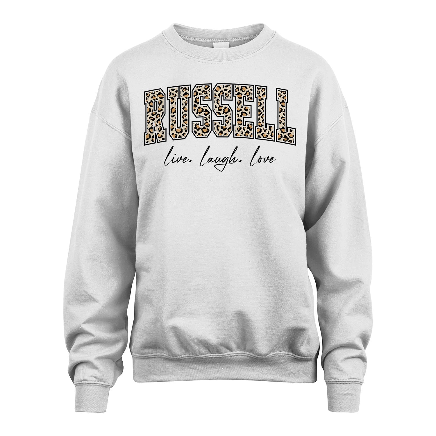 Live Laugh Love Custom Name With Leopard Pattern Shirt RUSSELL M1-13